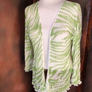 Emma G Knit Cardigan Animal Print Green NWT 1 size